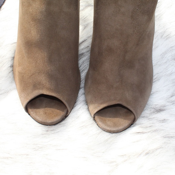 SOLD Calvin Klein Suede Taupe PeepToe Booties - Picture 3 of 8